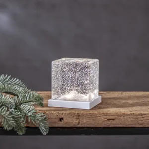 Dekoracja kostka lodu z brokatowym płynem i oświetleniem Led FROST 11,50cm na baterie