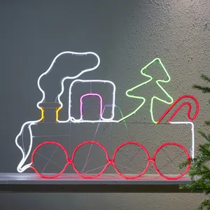 Dekoracja świąteczna Ciuchcia Św. Mikołaja 2D NEON LED 68cm wysokości