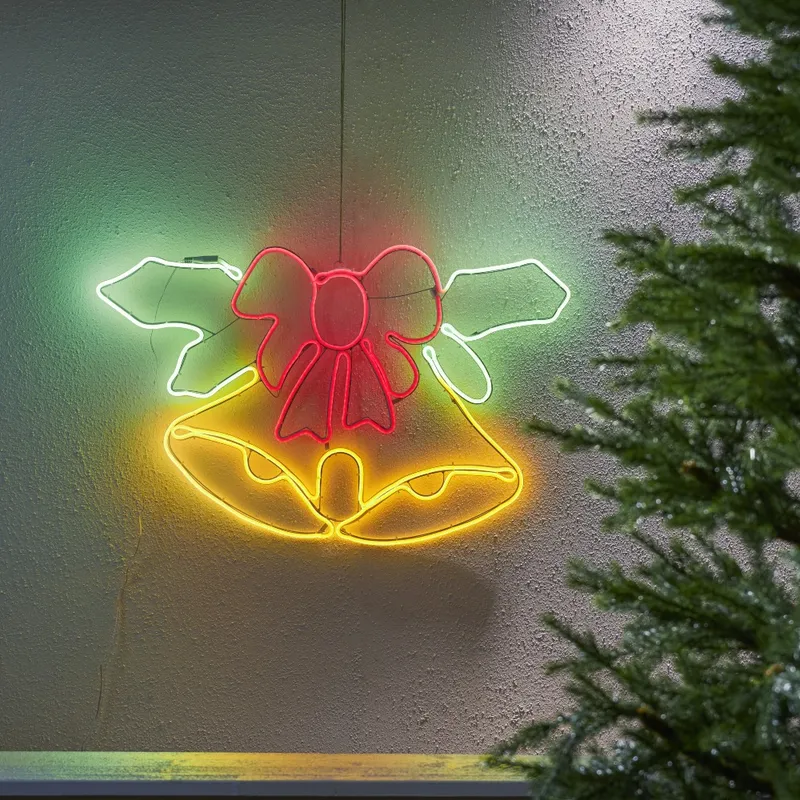 Dekoracja świąteczna Dzwoneczki 2D NEON LED 54cm wysokości — zdjęcie 3
