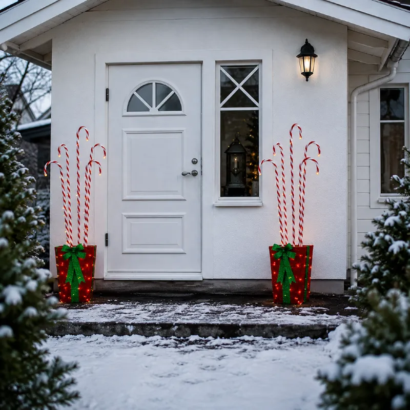 Dekoracja świąteczna Laski Cukrowe w Donicy z oświetleniem Led CANDYCANE 150cm — zdjęcie 5