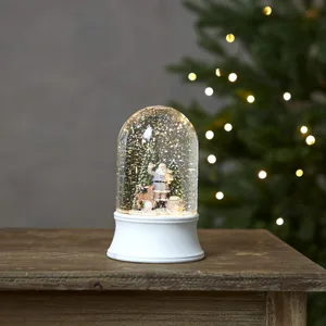 Dekoracja świąteczna Mikołaj pod kopułą w brokatowym płynie Led VINTER 19cm na baterie