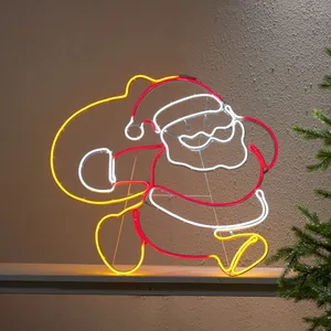 Dekoracja świąteczna Św. Mikołaj z Workiem 2D NEON LED 71cm wysokości