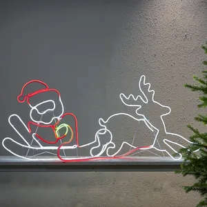 Dekoracja świąteczna Zaprzęg Św. Mikołaja 2D NEON LED 180cm szerokości
