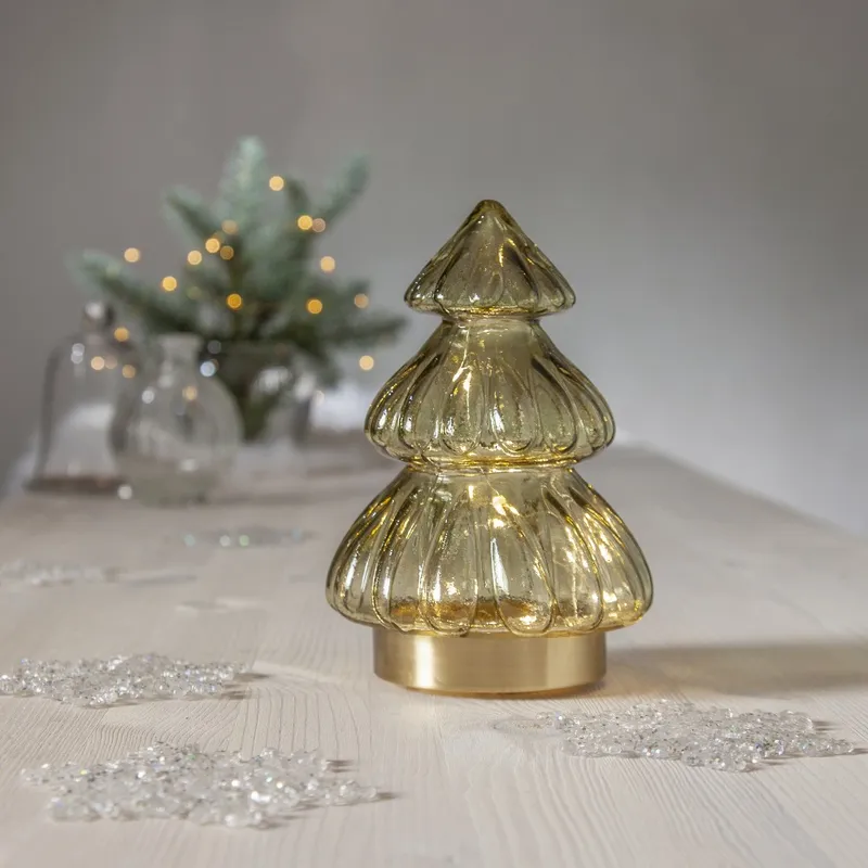 Dekoracja świąteczna szklana choinka Led ABETE 18cm na baterie — zdjęcie 4