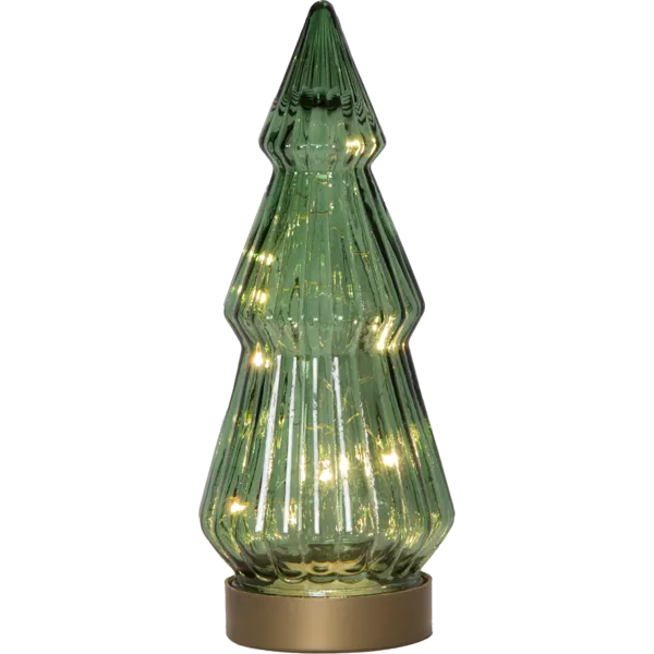Dekoracja świąteczna szklana choinka Led VERDE 24cm na baterie — zdjęcie 2