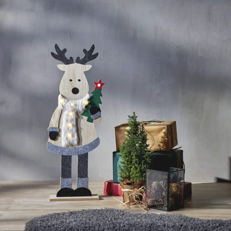 Figurka drewniany Renifer Led BILLY 80cm na baterie — zdjęcie 4