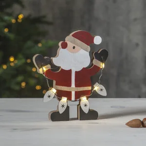 Figurka drewniany Św. Mikołaj Led BILLY 17cm na baterie