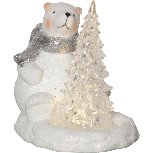 Figurka miś polarny z choinką Led POLARE 14cm na baterie — zdjęcie 2
