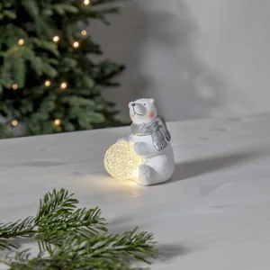 Figurka miś polarny ze śnieżną kulą Led POLARE 11cm na baterie