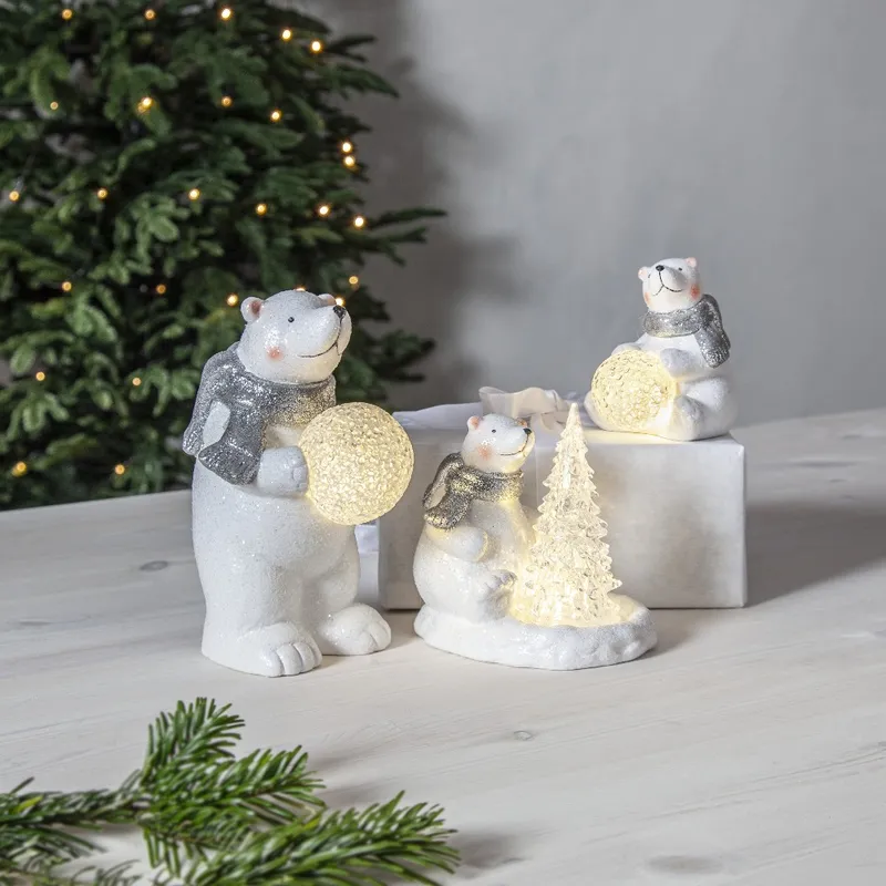 Figurka miś polarny ze śnieżną kulą Led POLARE 11cm na baterie — zdjęcie 3