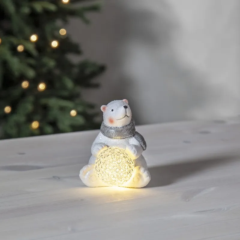 Figurka miś polarny ze śnieżną kulą Led POLARE 11cm na baterie — zdjęcie 4
