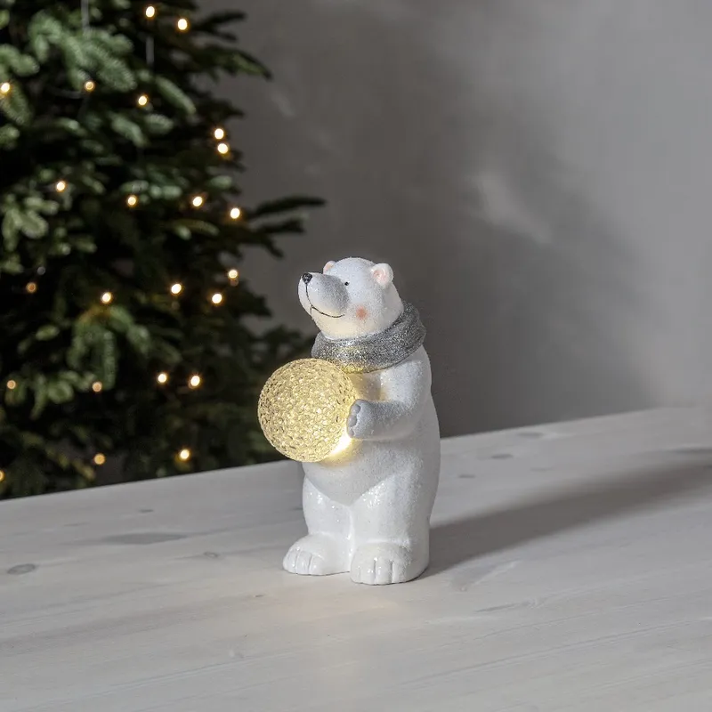 Figurka miś polarny ze śnieżną kulą Led POLARE 20,50cm na baterie — zdjęcie 4