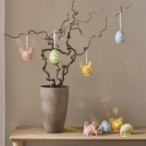Figurki jajka i kurczaczki porcelanowe LED Esther na baterie