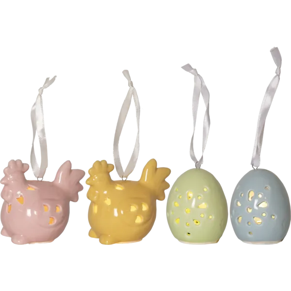 Figurki jajka i kurczaczki porcelanowe LED Esther na baterie — zdjęcie 2