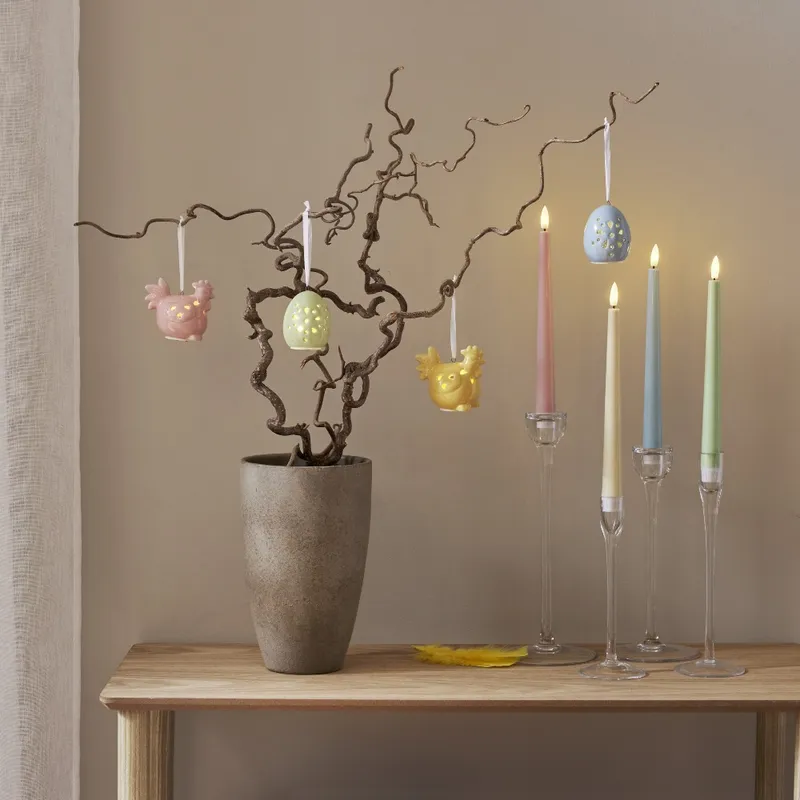 Figurki jajka i kurczaczki porcelanowe LED Esther na baterie — zdjęcie 8