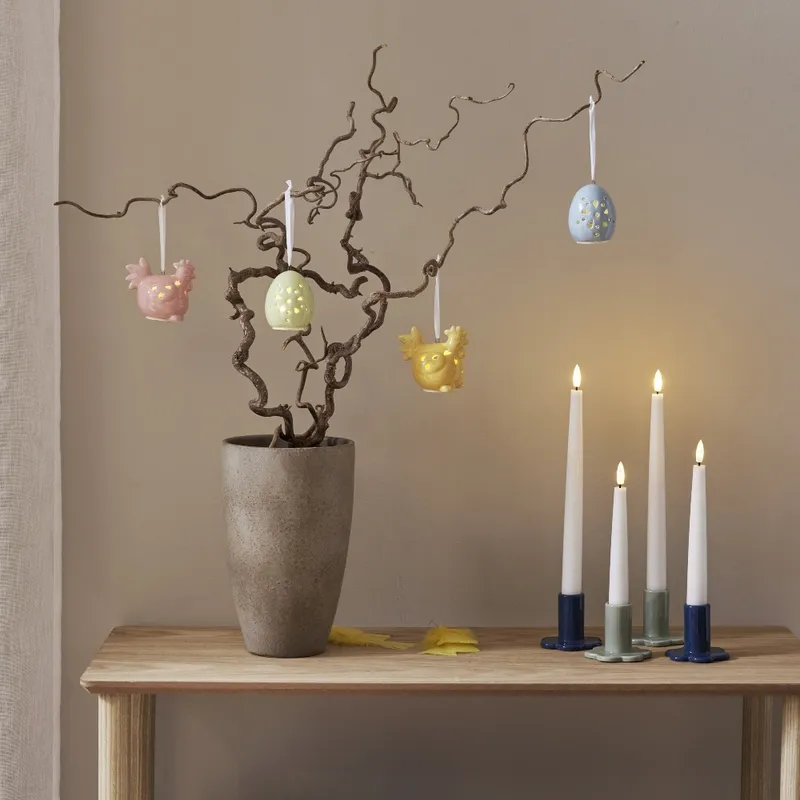 Figurki jajka i kurczaczki porcelanowe LED Esther na baterie — zdjęcie 9