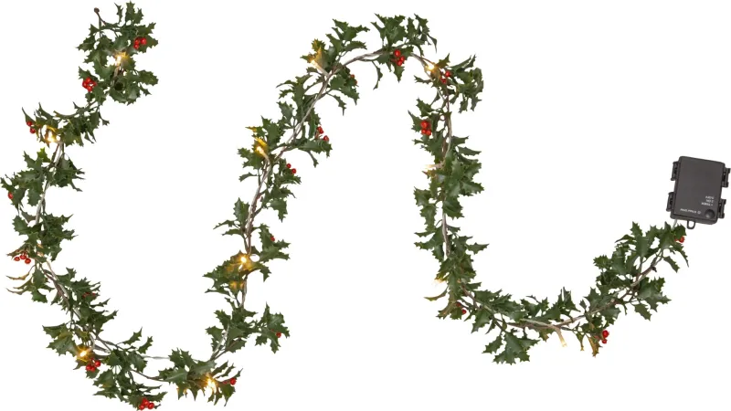 Girlanda ostrokrzew z oświetleniem Led HOLLY 180cm na baterie — zdjęcie 2