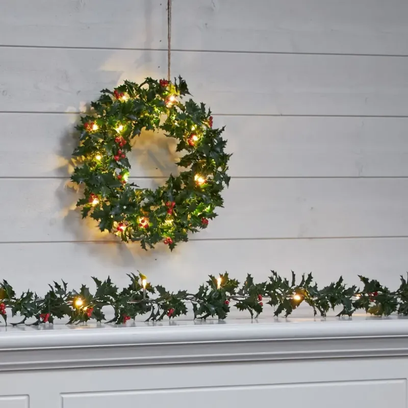 Girlanda ostrokrzew z oświetleniem Led HOLLY 180cm na baterie — zdjęcie 4