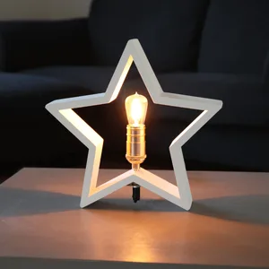 Gwiazda drewniana stołowa biała LYSEKIL 30cm wymienne żarówki LED E14