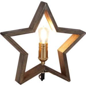 Gwiazda drewniana stołowa brązowa LYSEKIL 30cm wymienne żarówki LED E14
