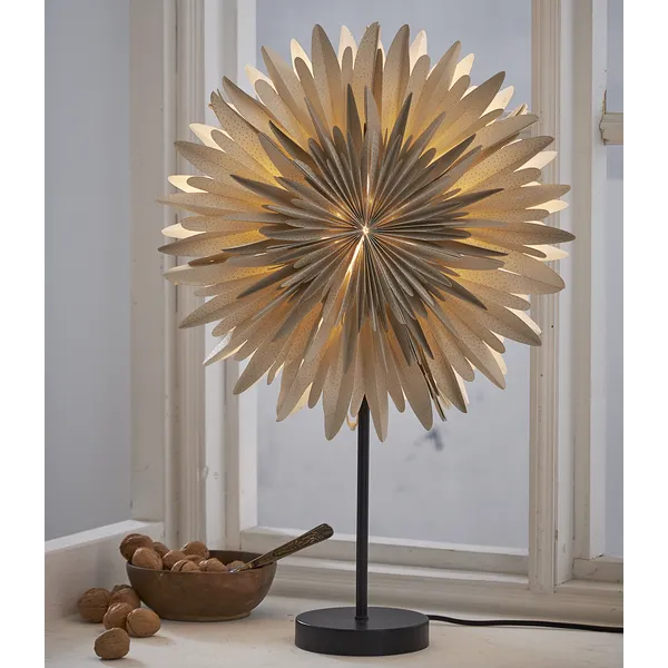 Gwiazda stojąca beżowa WINTER 60cm wysokości metalowa podstawa wymienne żarówki LED E14 — zdjęcie 7