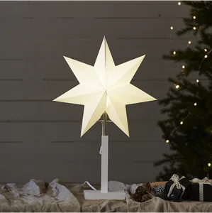 Gwiazda stojąca biała KARO 52cm wysokości drewniana podstawa wymienne żarówki LED E14