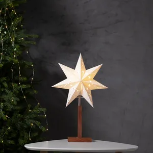 Gwiazda stojąca biała KARO 55cm wysokości drewniana podstawa wymienne żarówki LED E14