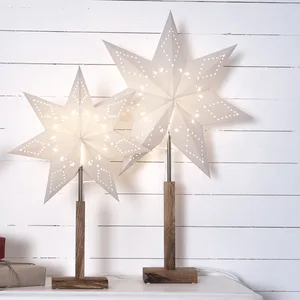 Gwiazda stojąca biała KARO 70cm wysokości drewniana podstawa wymienne żarówki LED E14