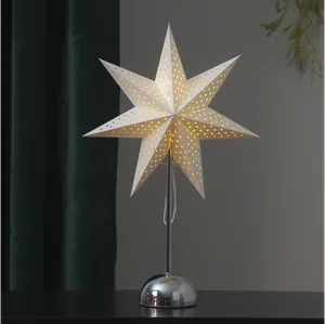 Gwiazda stojąca biała-chrom Led LOTTIE 55cm wysokości na baterie