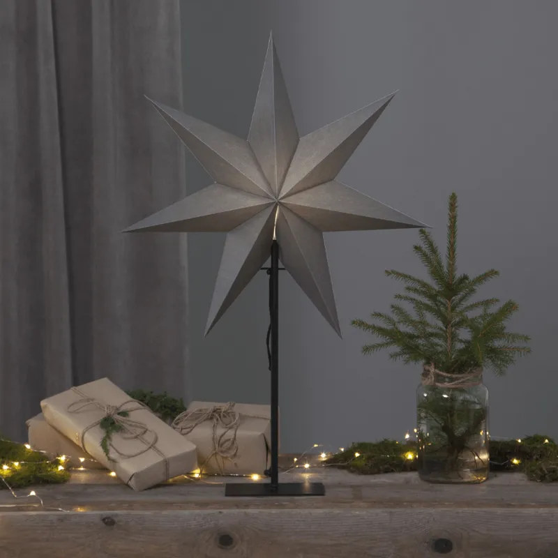 Gwiazda stojąca szara OZEN 75cm wysokości metalowa podstawa wymienne żarówki LED E14 — zdjęcie 15