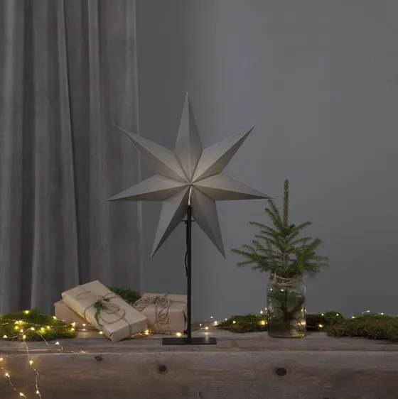 Gwiazda stojąca szara OZEN 75cm wysokości metalowa podstawa wymienne żarówki LED E14 — zdjęcie 11