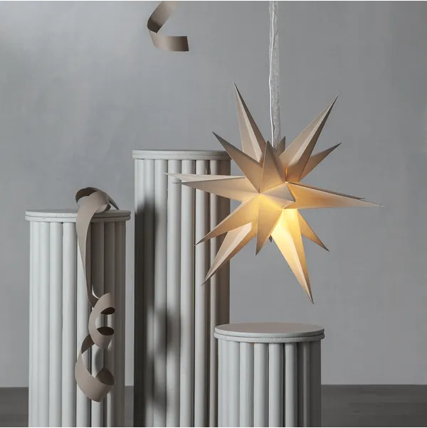 Gwiazda wisząca beżowa 3D DECEMBER 55cm — zdjęcie 3