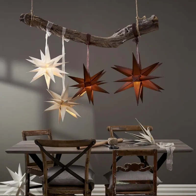 Gwiazda wisząca brązowa 3D DECEMBER 43cm — zdjęcie 3