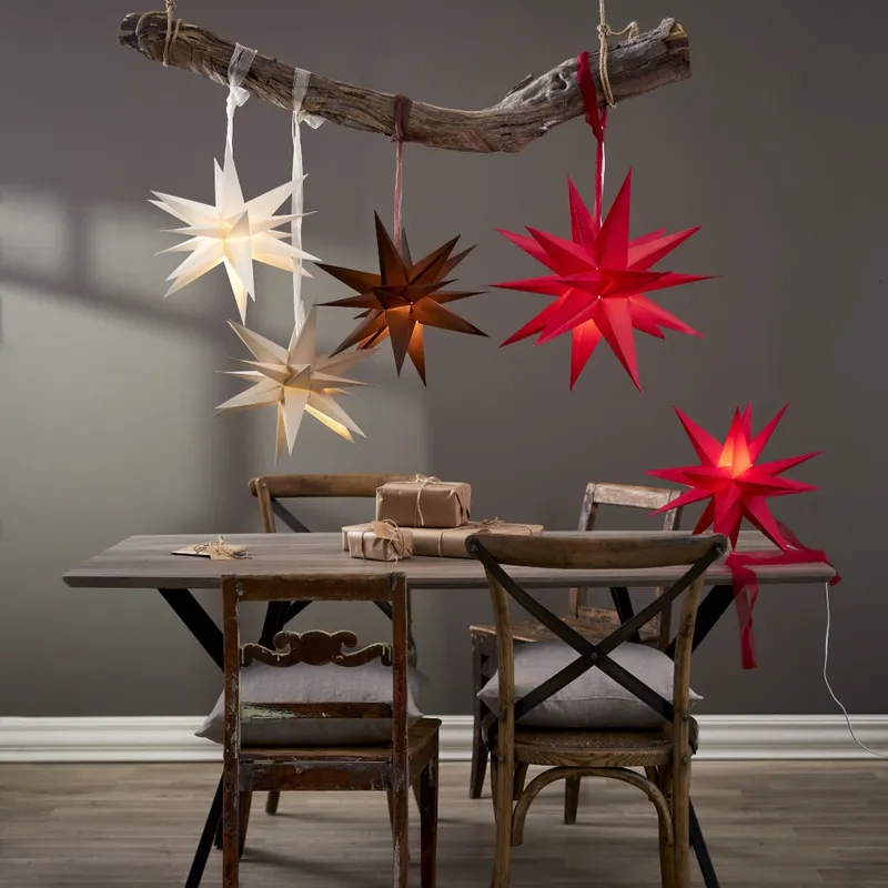 Gwiazda wisząca czerwona 3D DECEMBER 55cm — zdjęcie 3