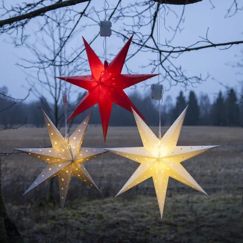 Gwiazda wisząca czerwona LED ALICE 60cm na baterie na zewnątrz — zdjęcie 3