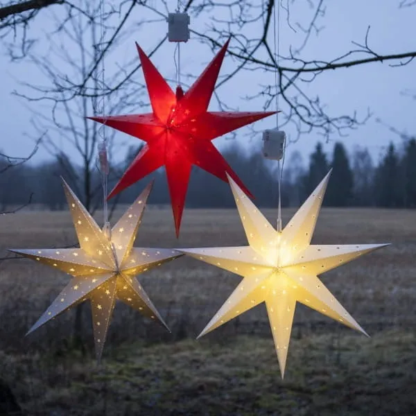 Gwiazda wisząca czerwona LED ALICE 60cm na baterie na zewnątrz — zdjęcie 5