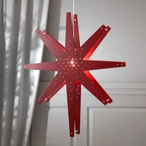 Gwiazda wisząca drewniana czerwona TALL 60cm