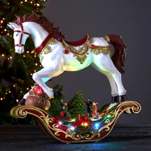 Pozytywka świąteczna koń na biegunach Led SWING