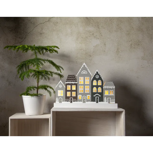 Scenka świąteczna drewniana Domki Led VILLA na baterie — zdjęcie 6