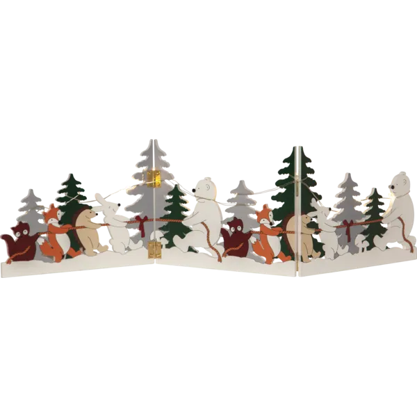 Scenka świąteczna drewniana Led FOREST FRIENDS na baterie — zdjęcie 2