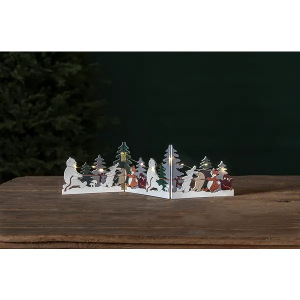 Scenka świąteczna drewniana Led FOREST FRIENDS na baterie — zdjęcie 4