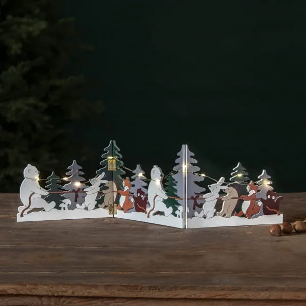 Scenka świąteczna drewniana Led FOREST FRIENDS na baterie — zdjęcie 5
