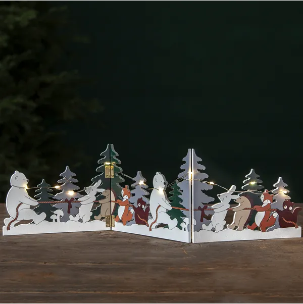 Scenka świąteczna drewniana Led FOREST FRIENDS na baterie — zdjęcie 7