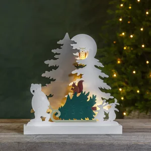 Scenka świąteczna drewniana choinka Led FOREST FRIENDS