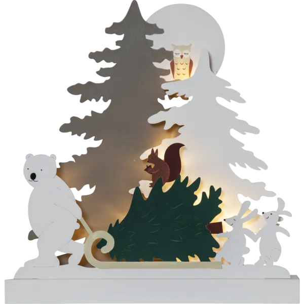 Scenka świąteczna drewniana choinka Led FOREST FRIENDS — zdjęcie 2