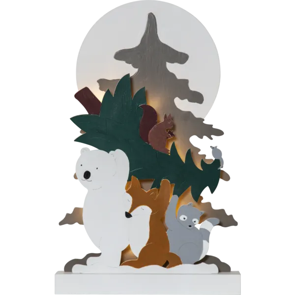 Scenka świąteczna drewniana choinka i zwierzaki Led FOREST FRIENDS — zdjęcie 2