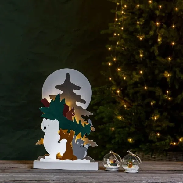 Scenka świąteczna drewniana choinka i zwierzaki Led FOREST FRIENDS — zdjęcie 3