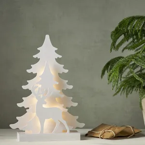 Scenka świąteczna drewniana choinki i jeleń Led GRANDY 41cm