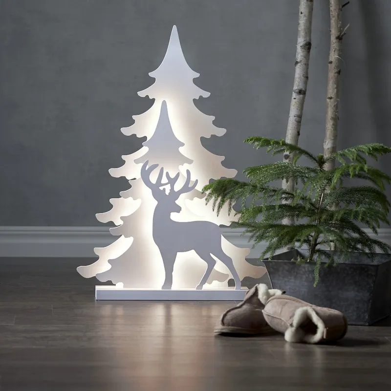 Scenka świąteczna drewniana choinki i jeleń Led GRANDY 70cm — zdjęcie 3