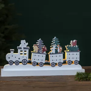 Scenka świąteczna drewniana ciuchcia Led FOREST FRIENDS